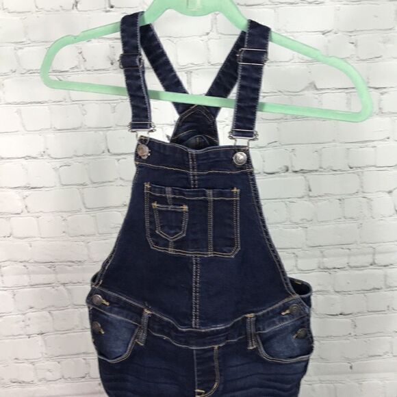Vigoss Studio V Denim overalls stretchy distress adj.  straps skinny Size  EUC - Picture 2 of 8